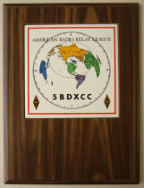The 5BDXCC plaque, engraved