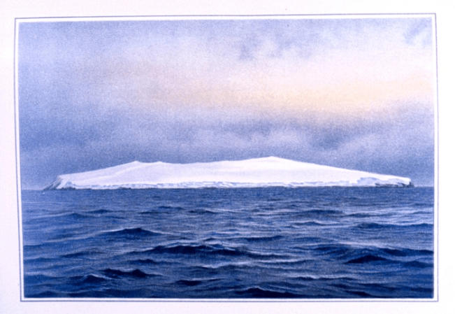 Bouvet Island, southeast side, as seen at sunrise, eight miles distant, November 26, 1898. Water colour painting by F. Winter. P. 191. In: “Aus den Tiefen des Weltmeeres” by Carl Chun, 1903. Source: http://www.photolib.noaa.gov/htmls/ship3352.htm