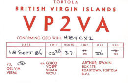 A little help from a local ham, VP2VA (1986 QSL)
