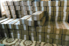 All 120 boxes with notes written down