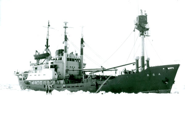 The R.S.A. on its maidentrip in 1962 stuck in the ice.