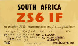 ZS6IF, Lambert Ledoux, came from the netherlands to South Africa