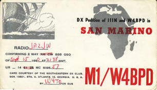 Gus said he go W4BPD/M1, but the QSL shows M1/W4BPD