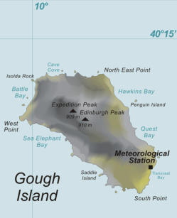Sub artic eiland Gough (bij Tristan da Cunha)
